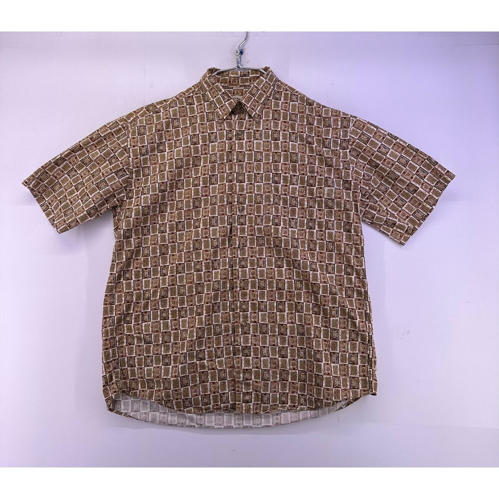 Natural Issue Brown Square pattern Button Down Shirt Size M